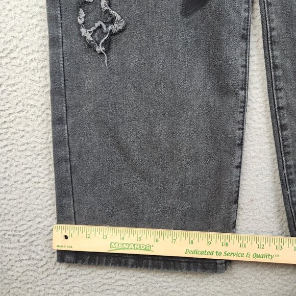 Women's High Waisted Wide Leg Baggy Denim Jeans 28x28 Stars Black Grunge Skate - Picture 5 of 10